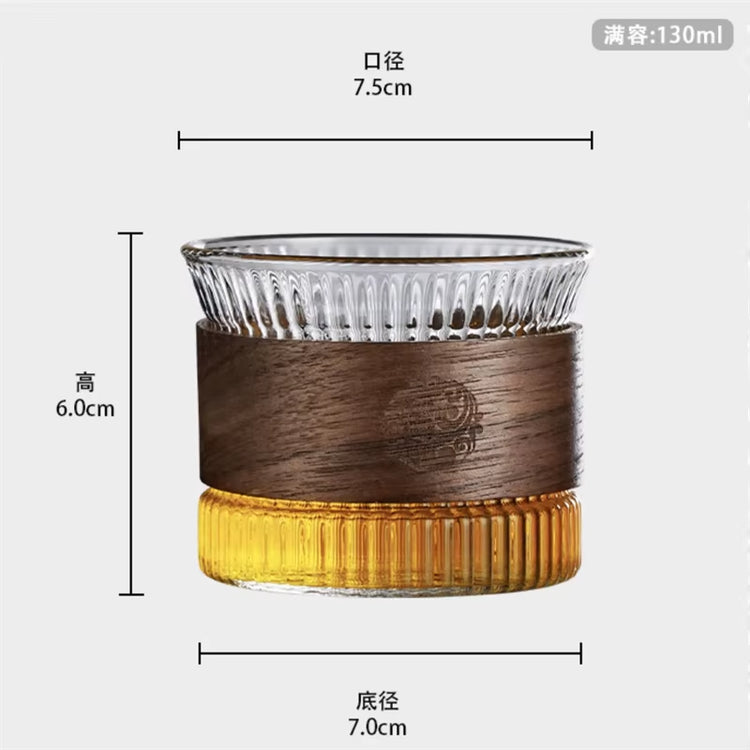 130ML Japanese Style Stripe Glass Coffee Mug Walnut Cup Sleeve Transparent Kawaii Cup Coffeeware Cute Tea Mugs