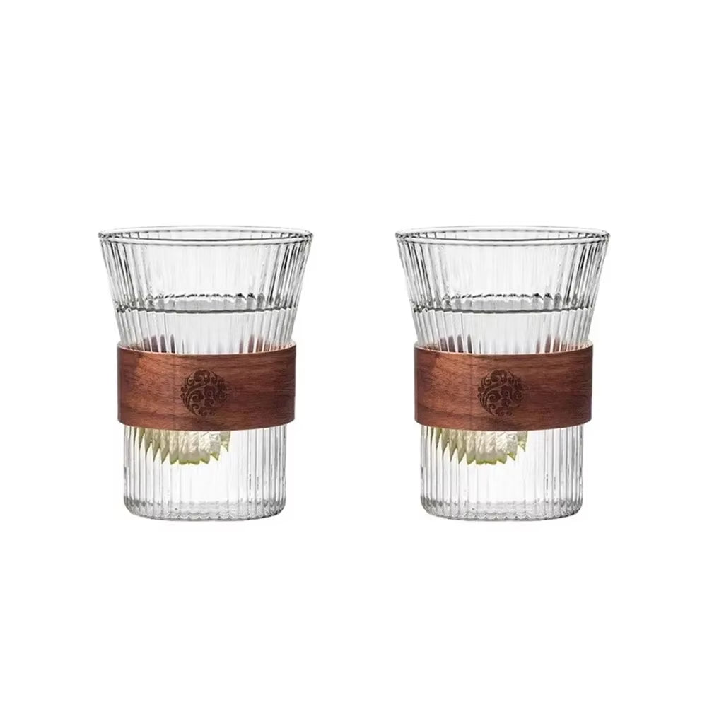 350ML Japanese Style Glass Coffee Mug Walnut Cup Sleeve Glass Cup Glasses Coffeeware Tea Mugs Beer Mug