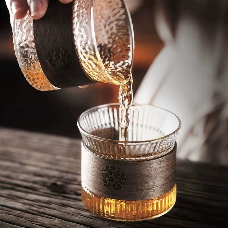 130ML Japanese Style Stripe Glass Coffee Mug Walnut Cup Sleeve Transparent Kawaii Cup Coffeeware Cute Tea Mugs