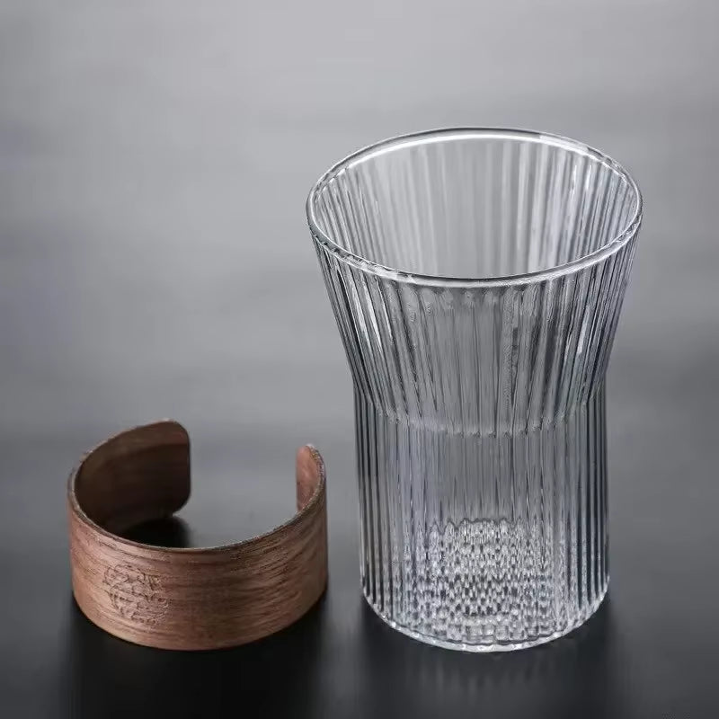 350ML Japanese Style Glass Coffee Mug Walnut Cup Sleeve Glass Cup Glasses Coffeeware Tea Mugs Beer Mug