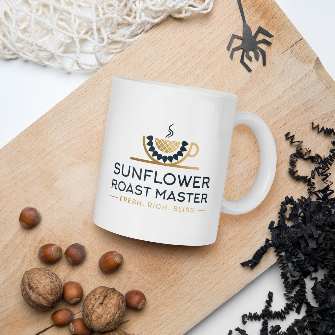 White Glossy Mug - Sunflower Roast Master